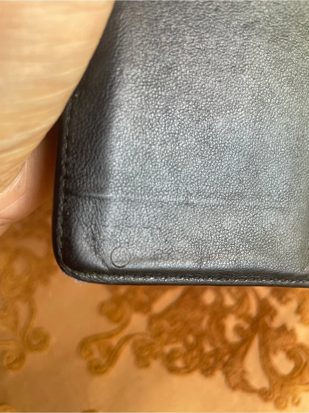 CHANEL Black Quilted Embossed Leather Wallet Clutch with Gold CC